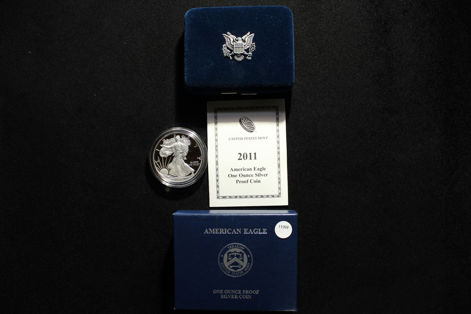 2011-W Proof American Silver Eagle .999 Fine Silver One Troy Ounce w/Box & COA (1 of 4)