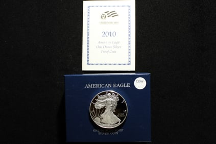 2010-W Proof American Silver Eagle .999 Fine Silver One Troy Ounce w/Box & COA