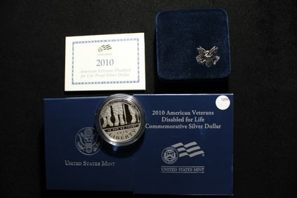 2010-W Proof American Veterans Disabled for Life Proof  Silver Dollar  90% Silver