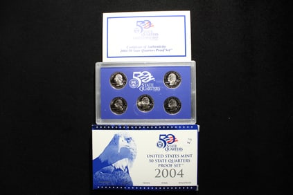2004 -S U.S. Mint 50 State Quarters Proof Set - Five Coin Set