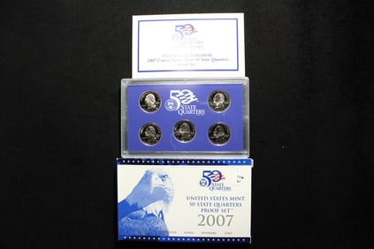 2007 -S U.S. Mint 50 State Quarters Proof Set - Five Coin Set