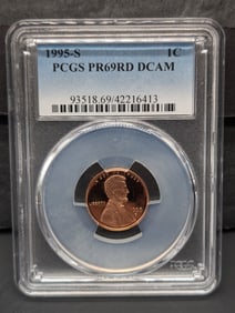 1995-S PROOF Lincoln Memorial Cent - PCGS PR69 RD DCAM