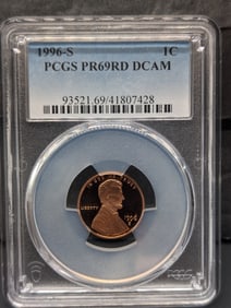 1996-S PROOF Lincoln Memorial Cent - PCGS PR69 RD DCAM