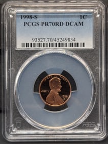 1998-S PROOF Lincoln Memorial Cent - PCGS PR70 RD DCAM