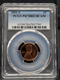 2001-S PROOF Lincoln memorial Cent - PCGS PR70 RD DCAM