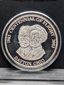 1 Oz. .999 FINE SILVER Centennial of Flight - Dayton, Ohio Designed Coin