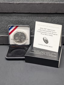 2016-P PROOF 100th Anniv. of the National Park Service Commem Silver Dollar in OGP w/ COA 90% Silver