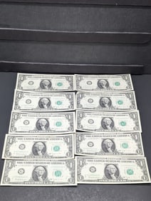 Lot of Ten 1963-B Series $1.00 Joseph W. Barr Notes