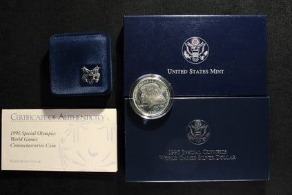 1995-P PROOF Special Olympics World Games Commem Silver Dollar in OGP w/ COA