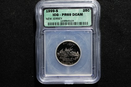 1999-S PROOF New Jersey Statehood Quarter - ICG Cert. PR69 DCAM