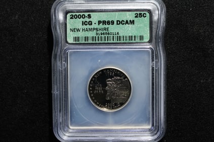 2000-S PROOF New Hampshire Statehood Quarter - ICG Cert. PR69 DCAM
