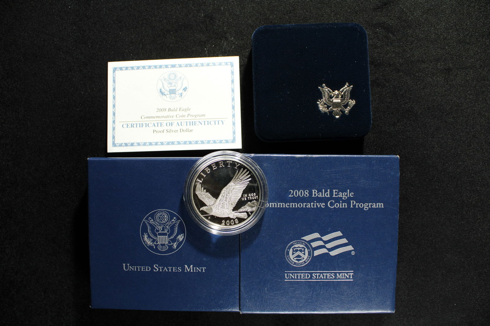 2008-P PROOF Bald Eagle Commem Silver Dollar in OGP w/ COA (1 of 4)