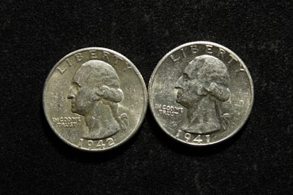 1941 & 1942 Washington Silver Quarters