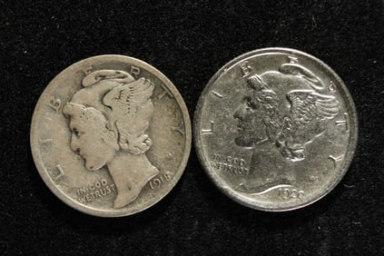 1918-D &  1920 Mercury Silver Dimes