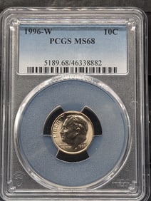 1996-W Roosevelt Dime - PCGS MS68