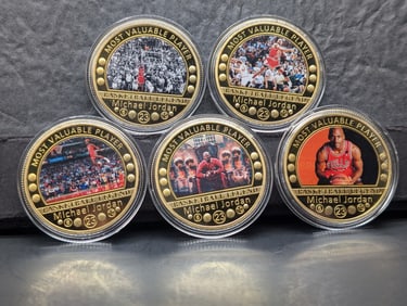 Lot of 5 Different Michael Jordan Tribute Tokens