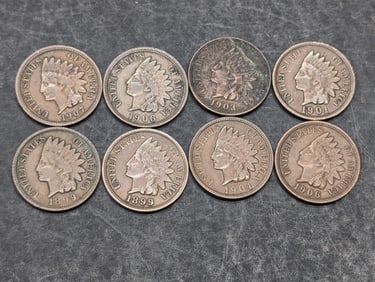 Lot of 8 Various Dated High Grade Indian Head Cents
