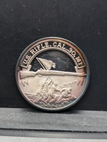 13.5 DWT .999 FINE SILVER U.S. Rifle CAL .30 M1 Designed Coin