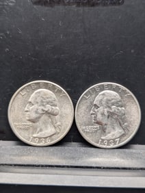 1936 & 1937 Washington Silver Quarters