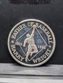 1 Oz. .999 FINE SILVER Father of Baseball - Harry Wright Designed Coin