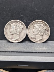 1930 *XF* & 1927-S *VF+* Mercury Silver Dimes