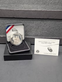 2014-P PROOF Civil Rights Act of 1964 Commem Silver Dollar in OGP w/ COA