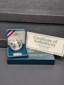 1996-S PROOF National Community Service Commem Silver Dollar in OGO w/ COA