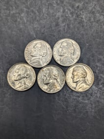 Lot of 5 High Grade Wartime Nickels