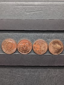 1 Oz. Each .999 FINE COPPER Various Designed Coins (4 PCS)