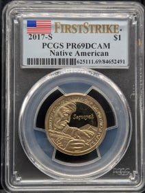 2017-S PROOF Sacagawea Sequoyah $1 Coin - PCGS PR69 DCAM *First Strike*