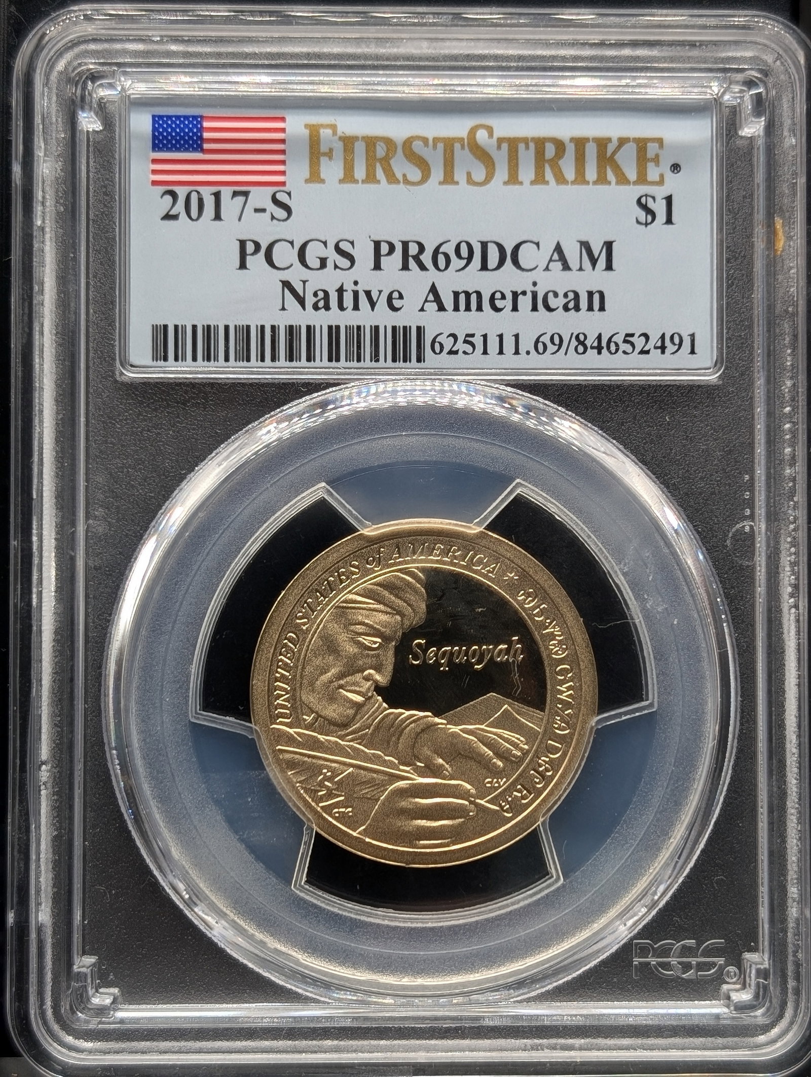 2017-S PROOF Sacagawea Sequoyah $1 Coin - PCGS PR69 DCAM *First Strike* (1 of 3)