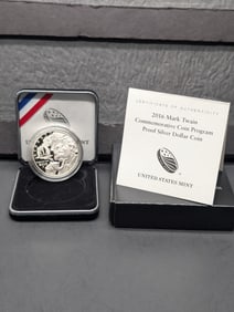 2016-P PROOF Mark Twain Commem Silver Dollar in OGP w/COA