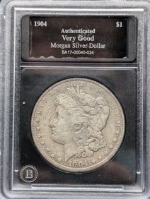 1904 Morgan Silver Dollar - Slabbed - Authentic VERY GOOD