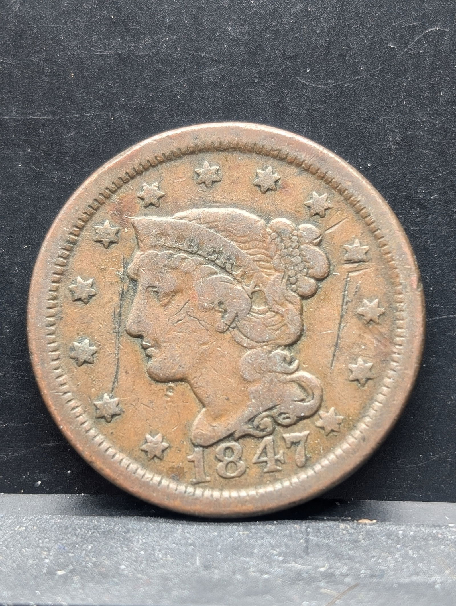 1847 Large Cent Braided Hair (1 of 2)