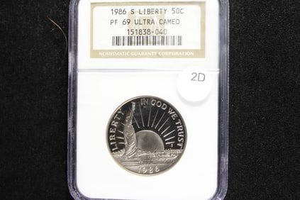 1986-S Liberty Half Dollar.  NGC PF 69 ULTRA CAMEO.