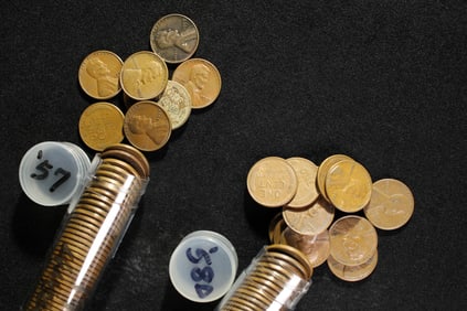 100 Lincoln Wheat Cents - 50 - 1957 & 50 - 1958-D