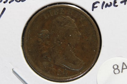 1804 Crosslet 4 Half Cent.  Fine+.  Nice!