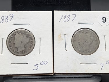 (2 coins) Liberty V Nickels 1887, 1889
