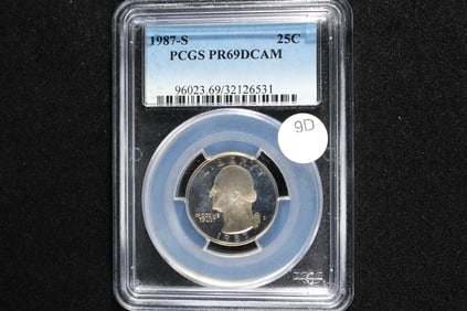 1987-S Washington Quarter.  PCGS PR69DCAM.