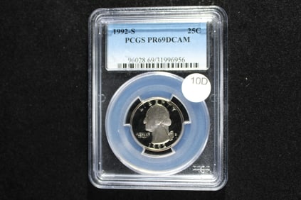 1992-S Washington Quarter.  PCGS PR69DCAM.