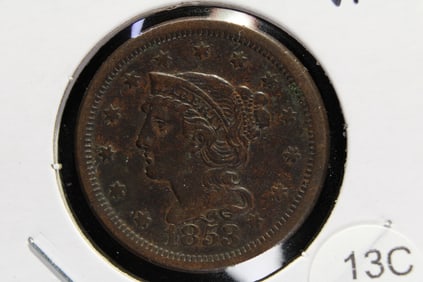 1853 Large Cent.  VF.