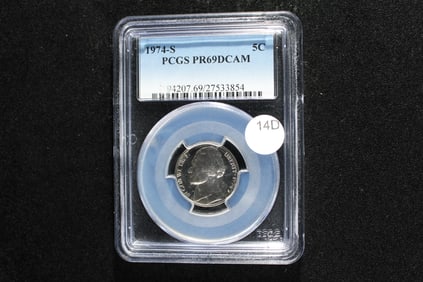 1974-S Jefferson Nickel.  PCGS PR69DCAM.