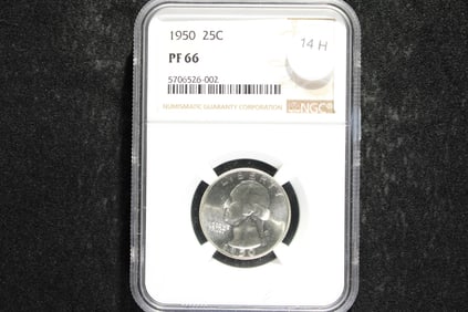 1950 Washington Quarter 90% Silver NGC Proof 66