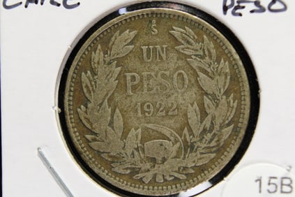 1922 Chile Silver 1 Peso.