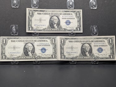 (3 Coins) One Dollar Series 1935 A Silver Certificates Uncirculated