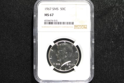 1967 SMS 40% Silver Kennedy Half Dollar NGC MS 67