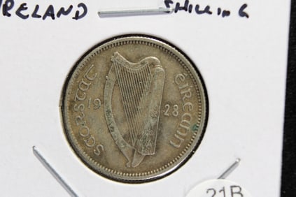 1928 Ireland Silver Shilling.