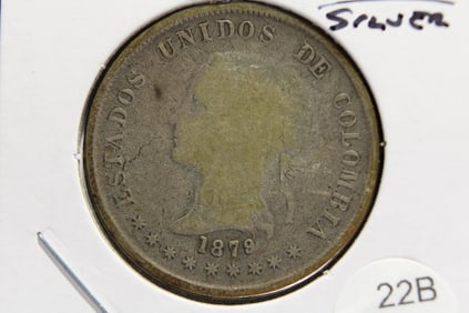 1879 Colombia Silver 50 Centavos.
