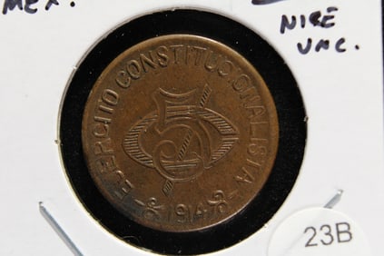 1914 Mexico 5 Centavos.  Nice UNC.