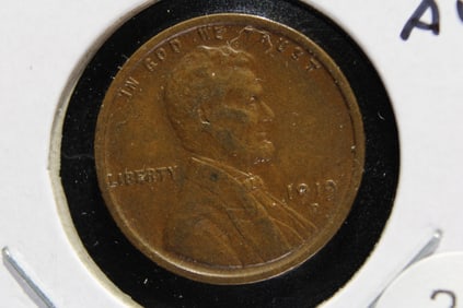 1919-D Lincoln One Cent.  Nice AU.  Scarce.